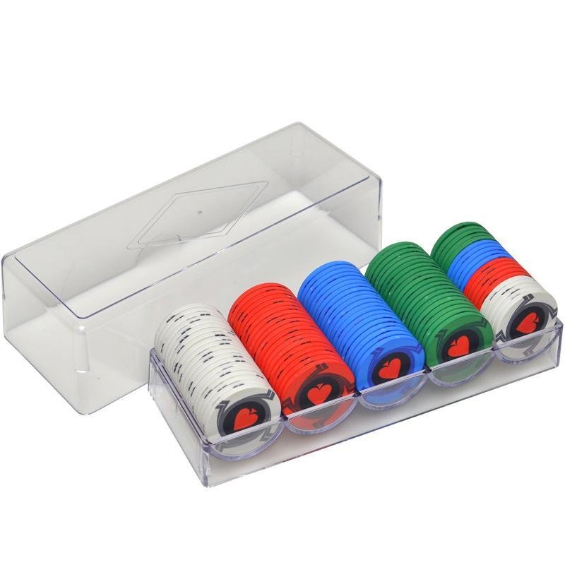 Boite a jetons en acrylique jeu de jetons de poker qualite casino avec accessoires Ceramic chips set
