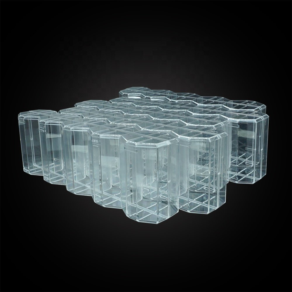 Hot sell 43mm 45mm poker chips storage tray with lid transparent acrylic rack casino accessory for carry 100pcs round chips