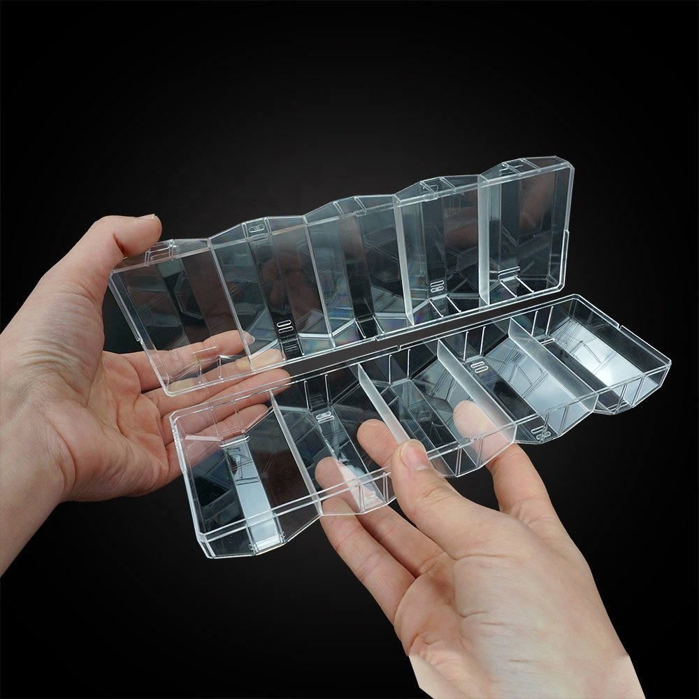 Hot sell 43mm 45mm poker chips storage tray with lid transparent acrylic rack casino accessory for carry 100pcs round chips