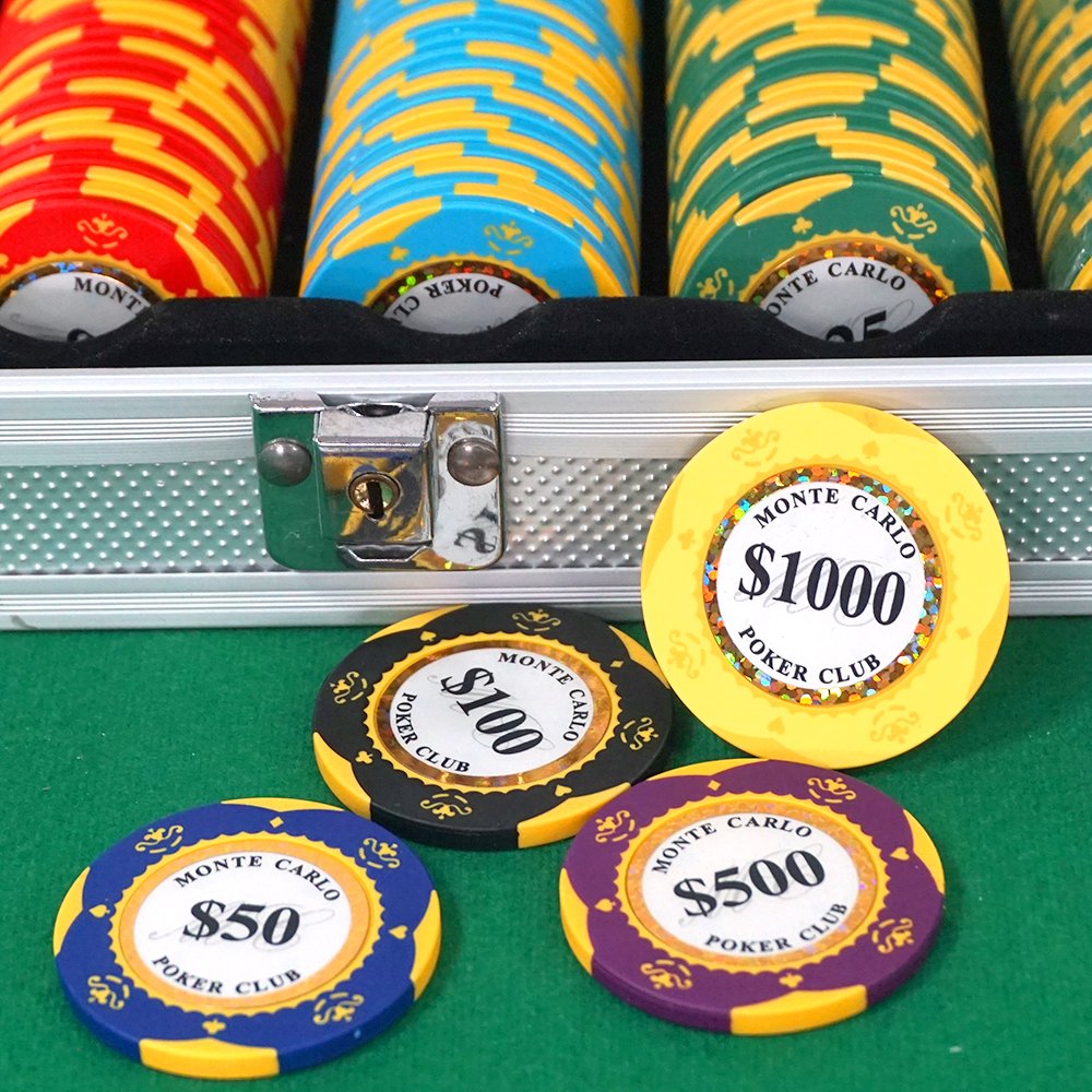 Casino Poker Games Baccarat Blackjack Custom Clay Chip Set Poker Room Accessories Aluminum Case 500 Piece Poker Chip Set