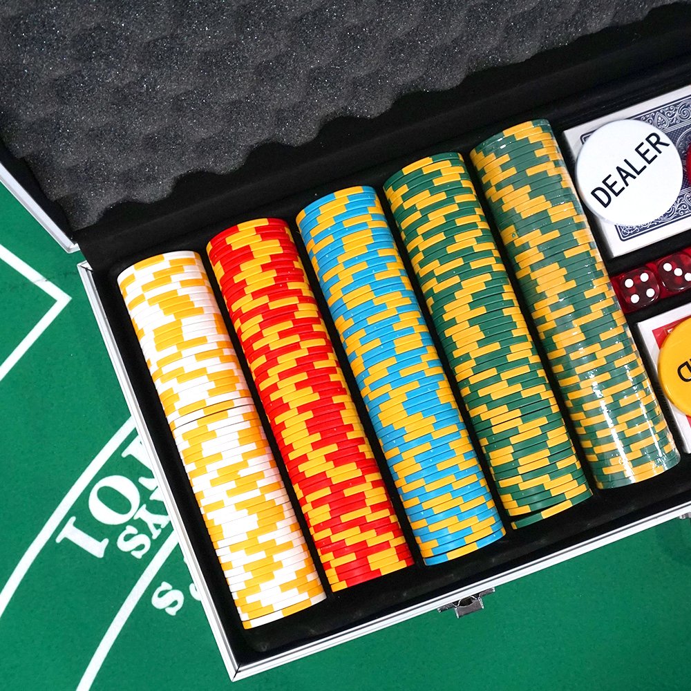 Casino Poker Games Baccarat Blackjack Custom Clay Chip Set Poker Room Accessories Aluminum Case 500 Piece Poker Chip Set