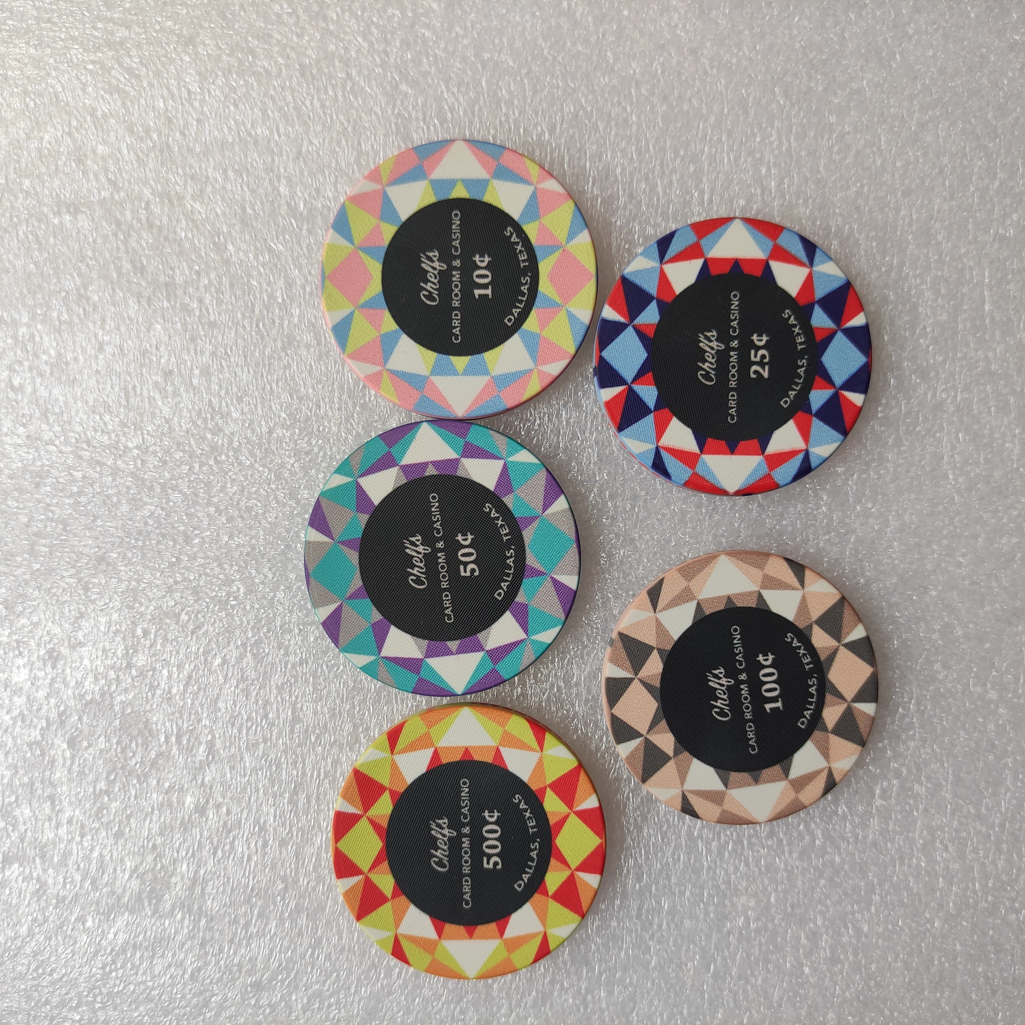 10g Personalised custom ceramic poker chips with colorful design