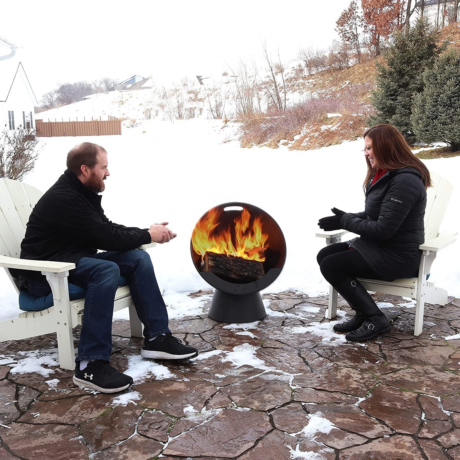 New model outdoor metal half-ball shape fire pit 60cm garden deep fire bowl