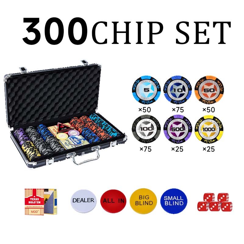 Hot Sale 500 Pieces Clay Chips Set With Aluminum Box Suitable For Entertainment Clay Poker Chips