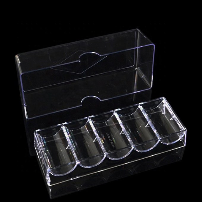 100pcs Acrylic poker chip tray to hold 100pcs 40mm poker chips case