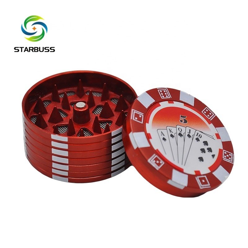 Wholesale Metal Tobacco Herb Spice Casino Poker Chip Grinder 3-Layers Shark Teeth Herb Grinder