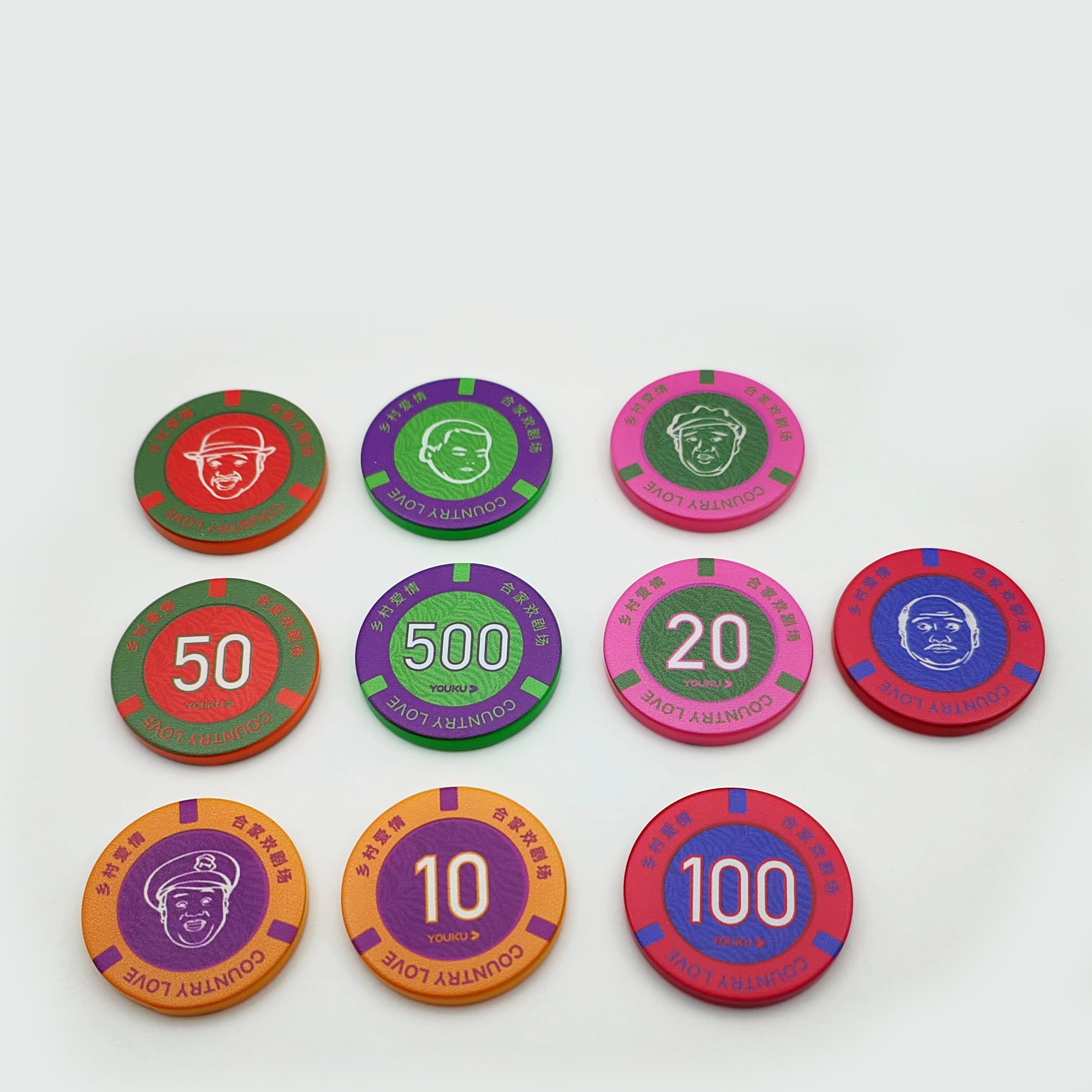 factory custom printed double layer poker chips set casino gambling table games bookkeeping coins tokens round plastic chips