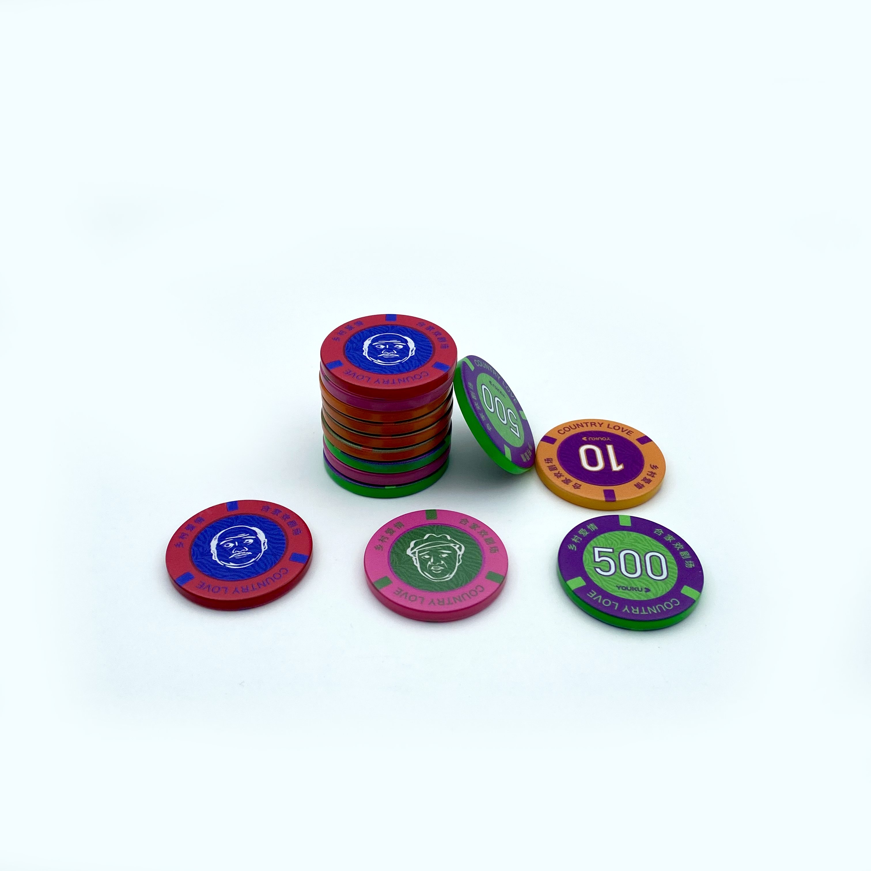 factory custom printed double layer poker chips set casino gambling table games bookkeeping coins tokens round plastic chips