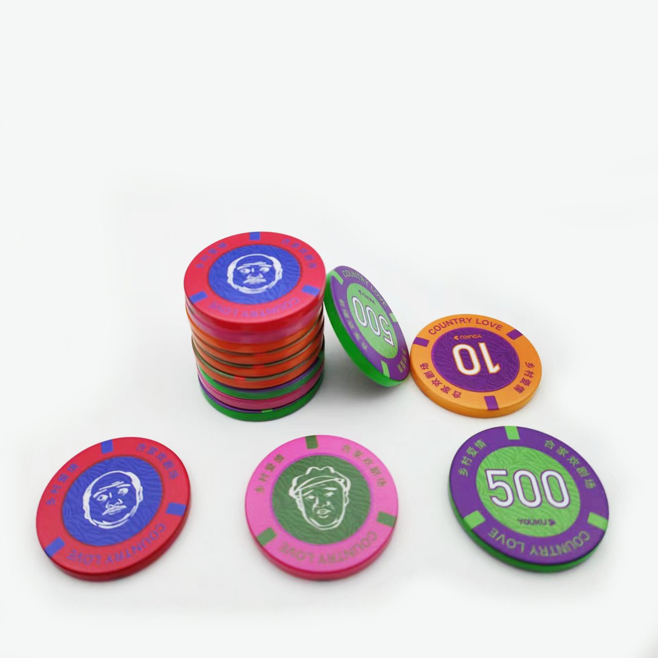 factory custom printed double layer poker chips set casino gambling table games bookkeeping coins tokens round plastic chips