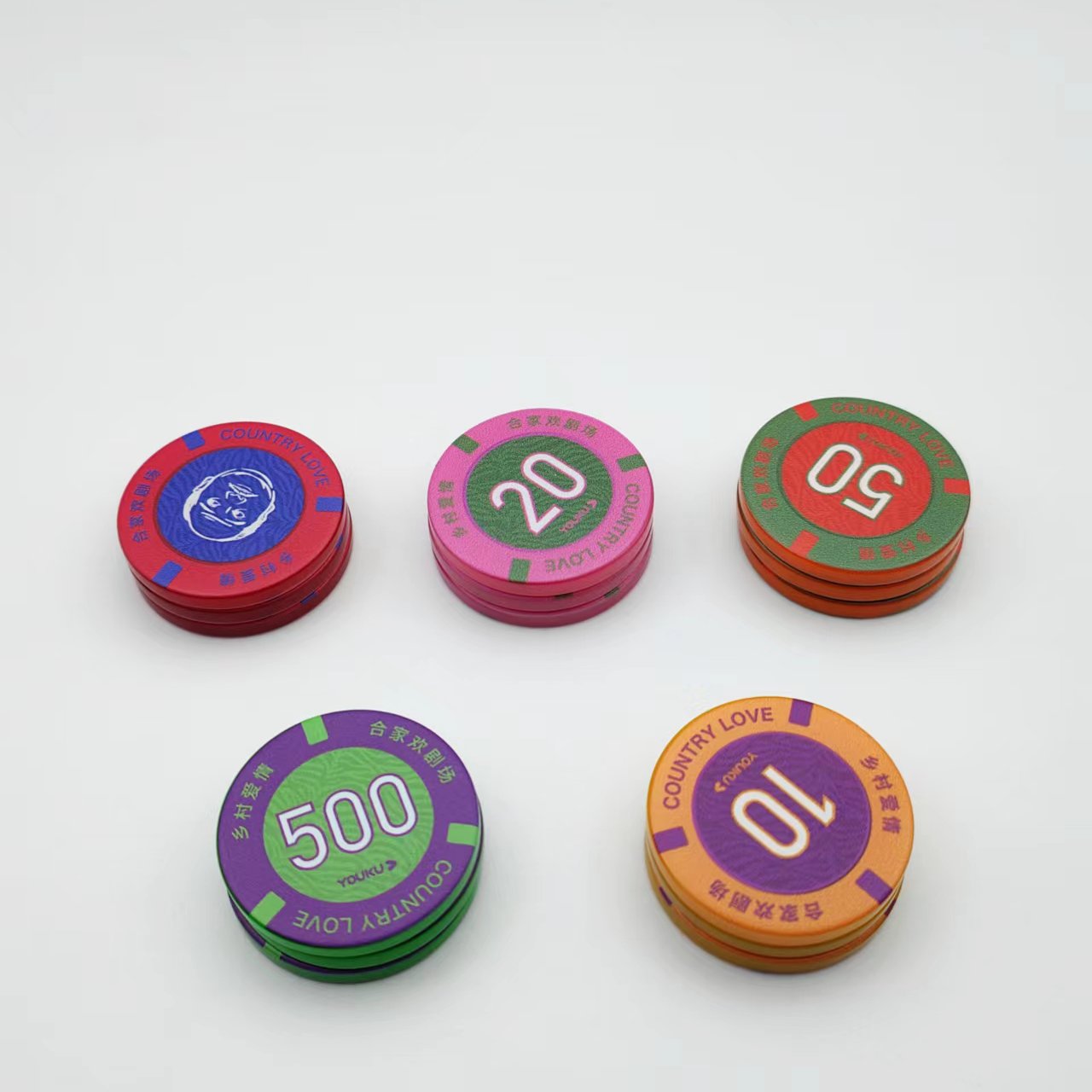 factory custom printed double layer poker chips set casino gambling table games bookkeeping coins tokens round plastic chips