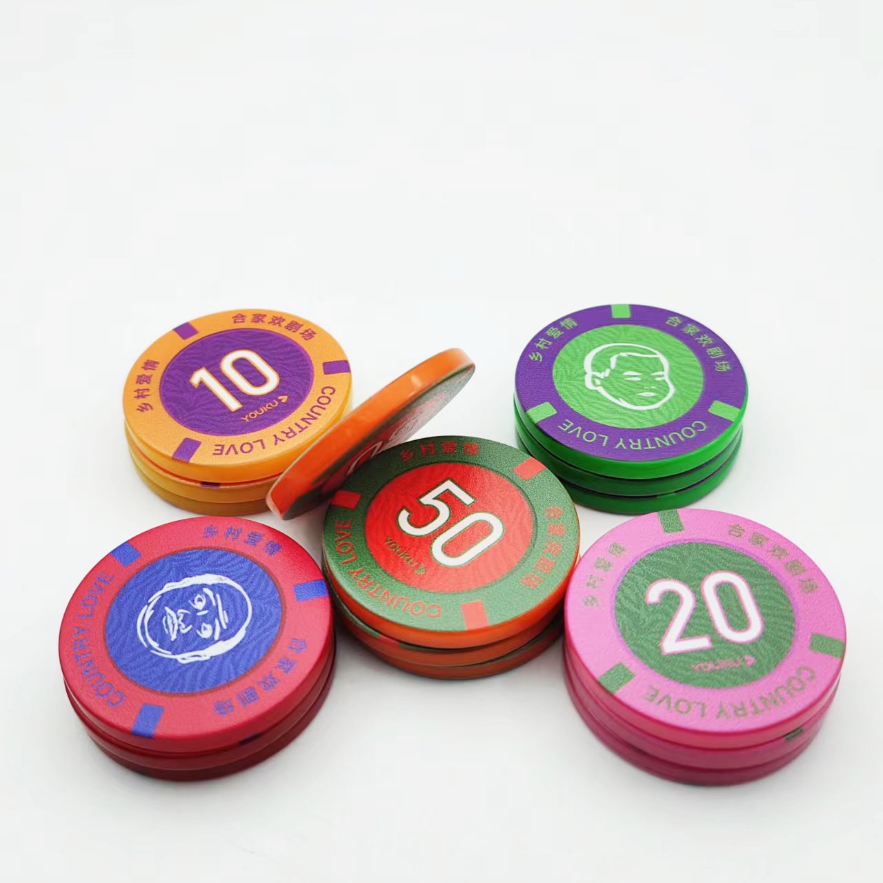 factory custom printed double layer poker chips set casino gambling table games bookkeeping coins tokens round plastic chips