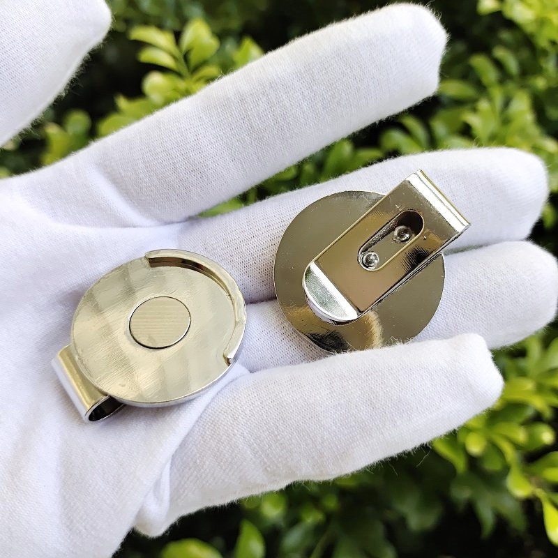 Factory Wholesale 25mm 1 Inch Silver Blank Strong Magnetic Iron Metal Golf Ball Marker Hat Clip Golf Accessories