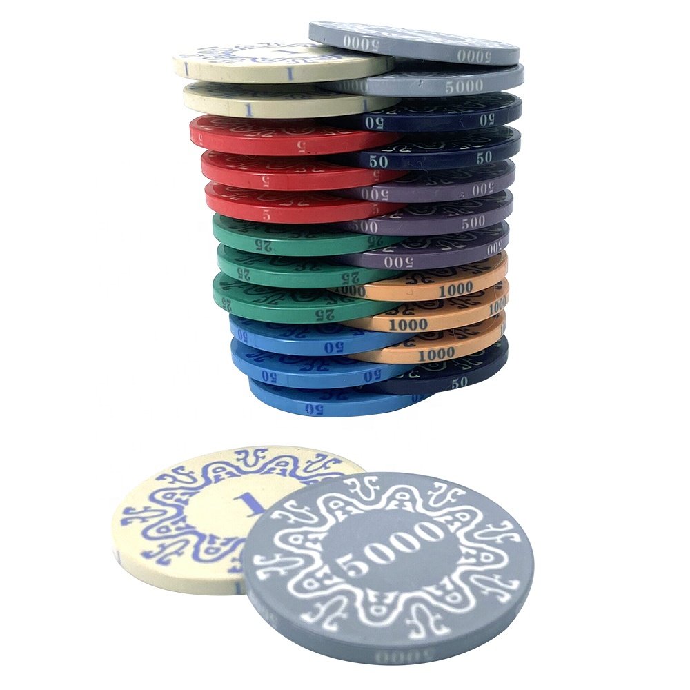 RTS free design custom logo pork chips ceramic 39mm with 10g with digital value on chips factory supply for casino table game