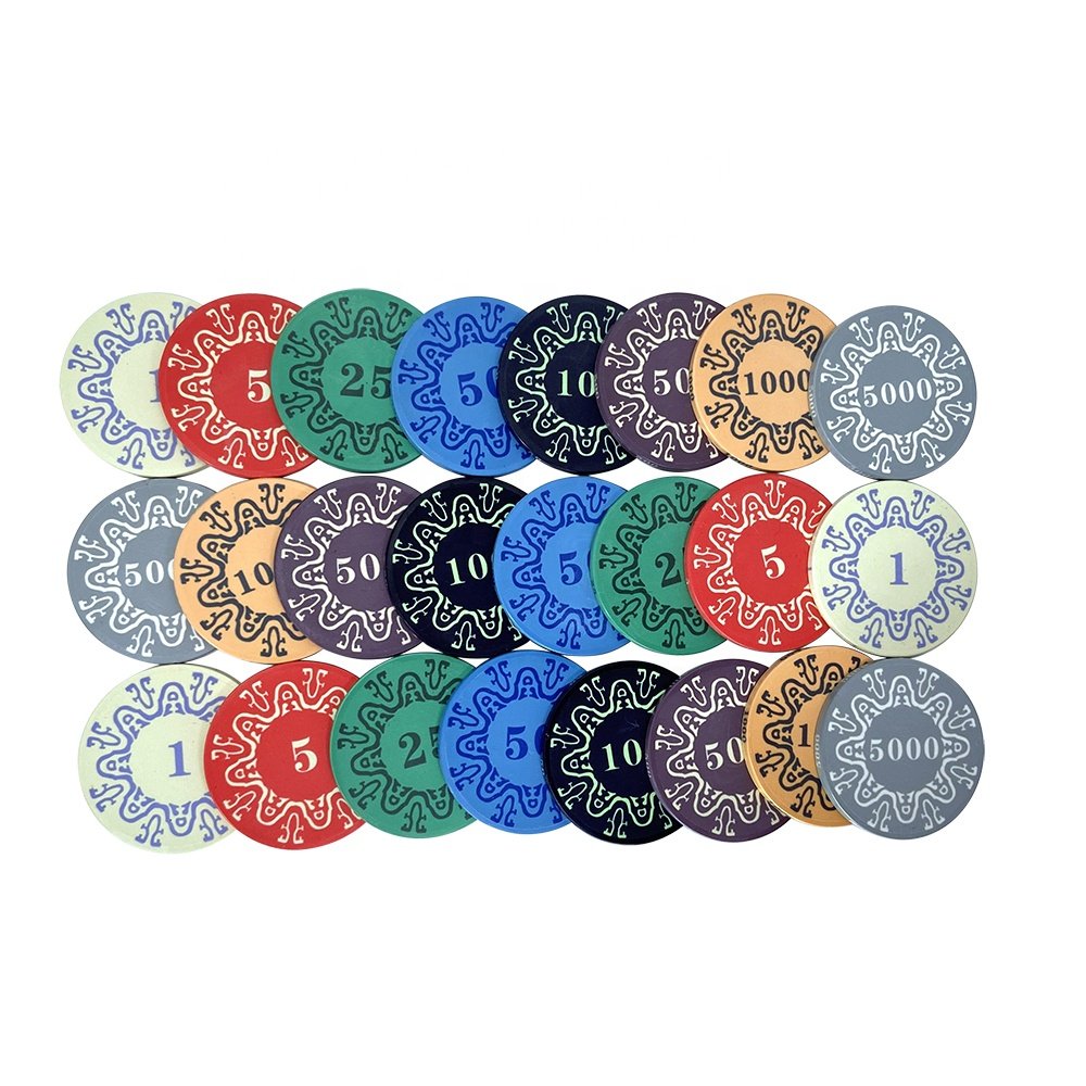 RTS free design custom logo pork chips ceramic 39mm with 10g with digital value on chips factory supply for casino table game