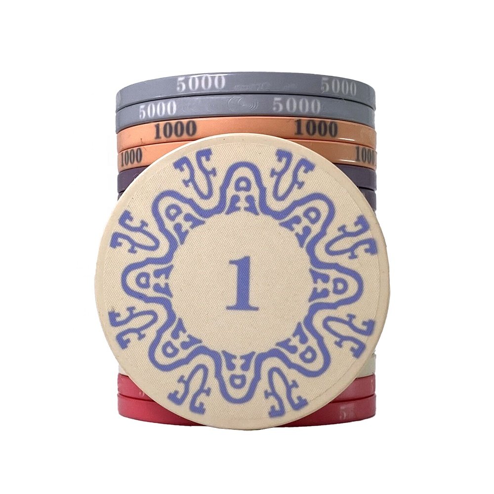 RTS free design custom logo pork chips ceramic 39mm with 10g with digital value on chips factory supply for casino table game