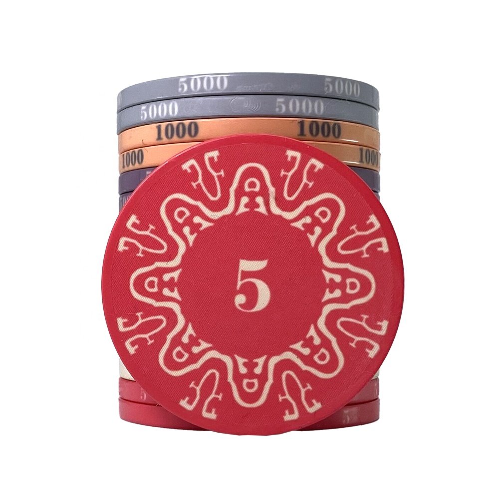RTS free design custom logo pork chips ceramic 39mm with 10g with digital value on chips factory supply for casino table game
