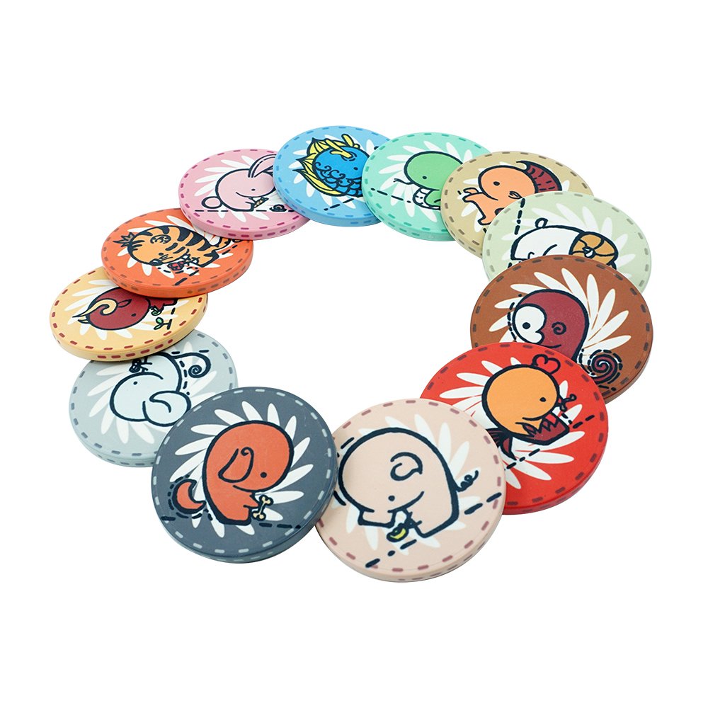 Cartoon Animals Poker Chips Custom Ceramic 39mm Poker Chips with Denomination Custom Poker Chips Professional