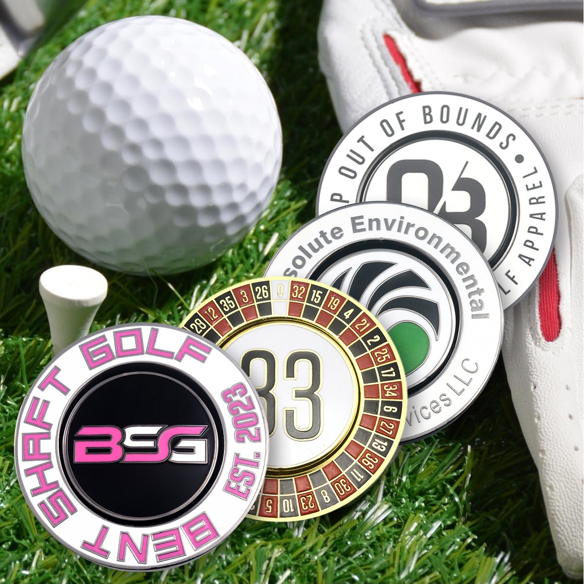Wholesale Custom Logo Design Luxury Blank Sublimation Hat Clip Metal Coin Golf Divot Repair Tool Magnetic Golf Ball Marker