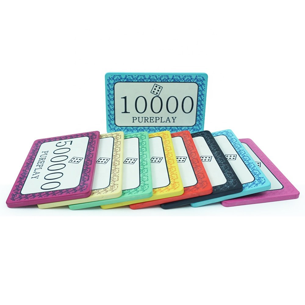 Professional custom rectangle poker chips high quality ceramic plaque 39g per pc any ept logo can do for casino gambling games