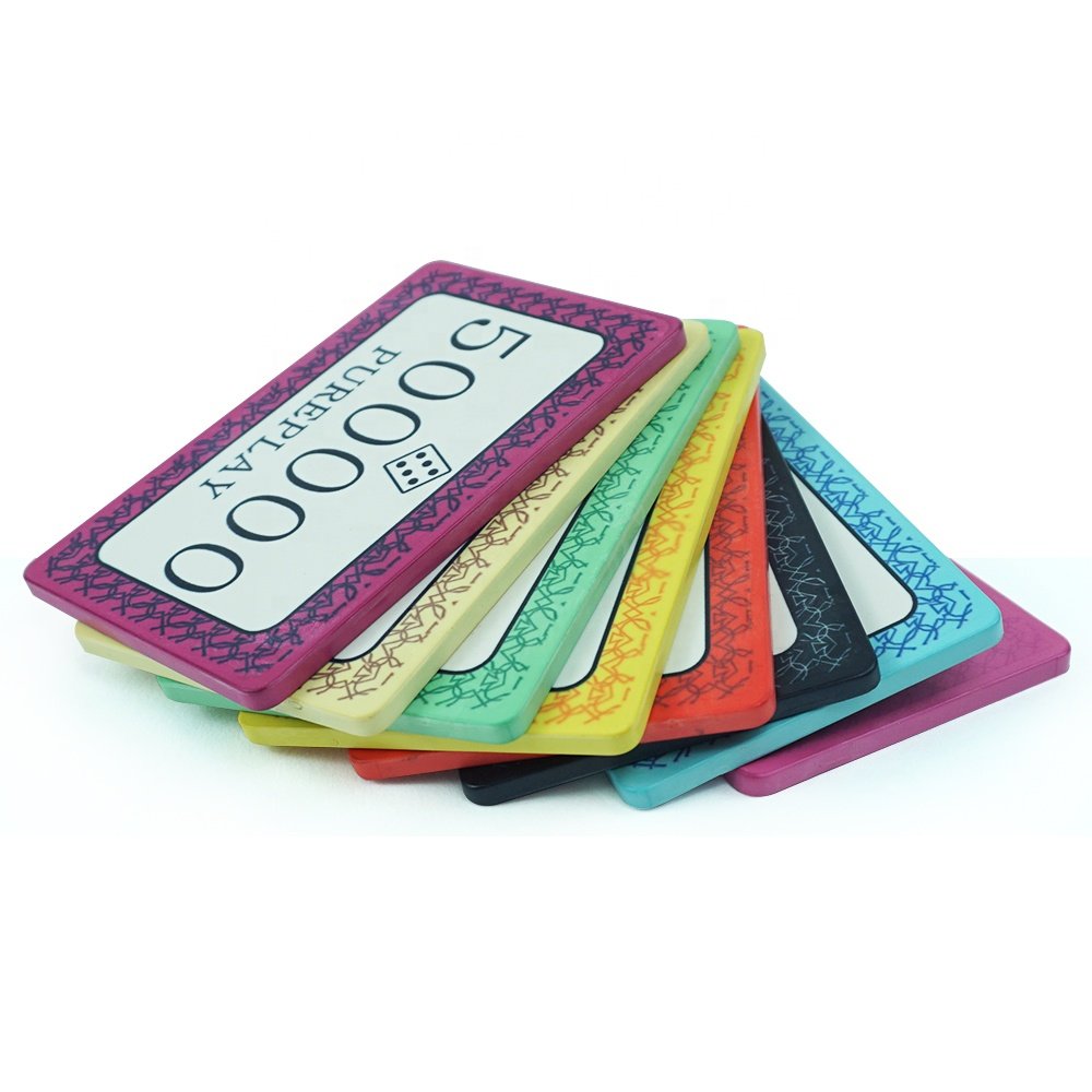 Professional custom rectangle poker chips high quality ceramic plaque 39g per pc any ept logo can do for casino gambling games