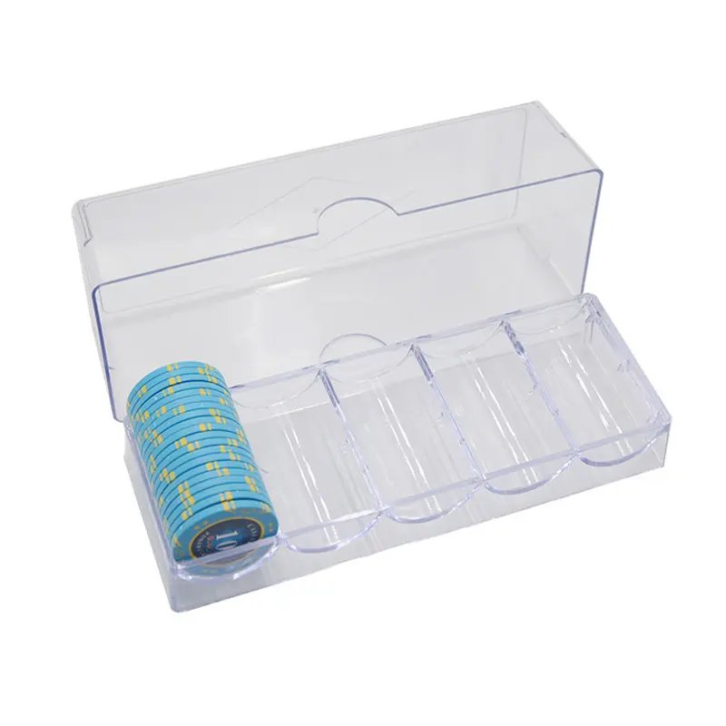 High Quality Customized Casino Capacity Suitcase Tray Poker Container Manufacturer Box 100/200pcs Acrylic Poker Chips Case