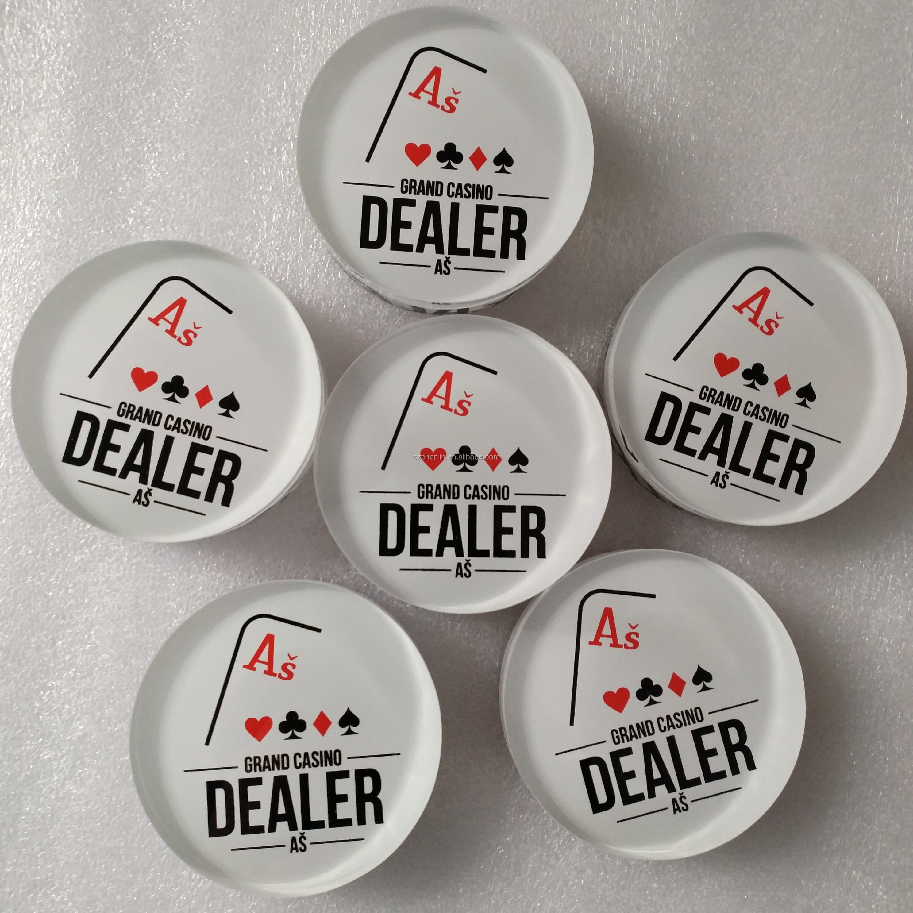 High quality transparent acrylic poker dealer button insert your design