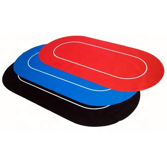 hot sale custom logo printing oval shape anti slip rubber Poker Mat casino table chip mat