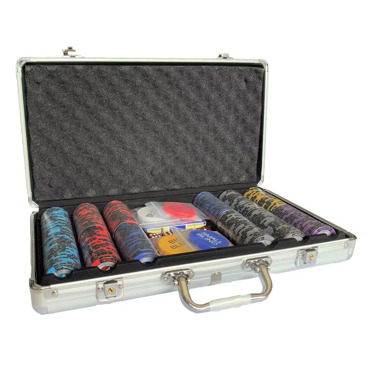 High Quality 300pcs Casino-Grade Coin Poker Chips Set Including Roulette Chips with Denominations