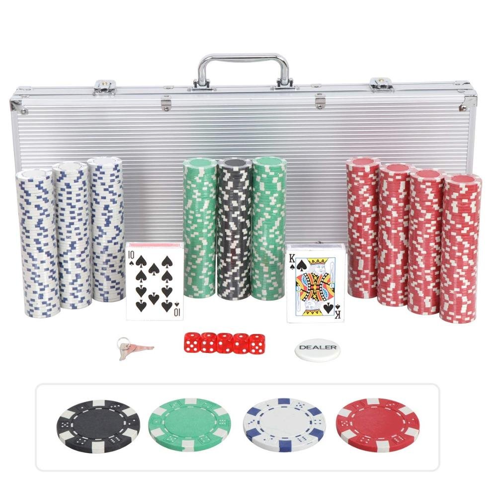 500 Casino Chip Texas Hold'em Style Poker Chip Aluminum Case Set
