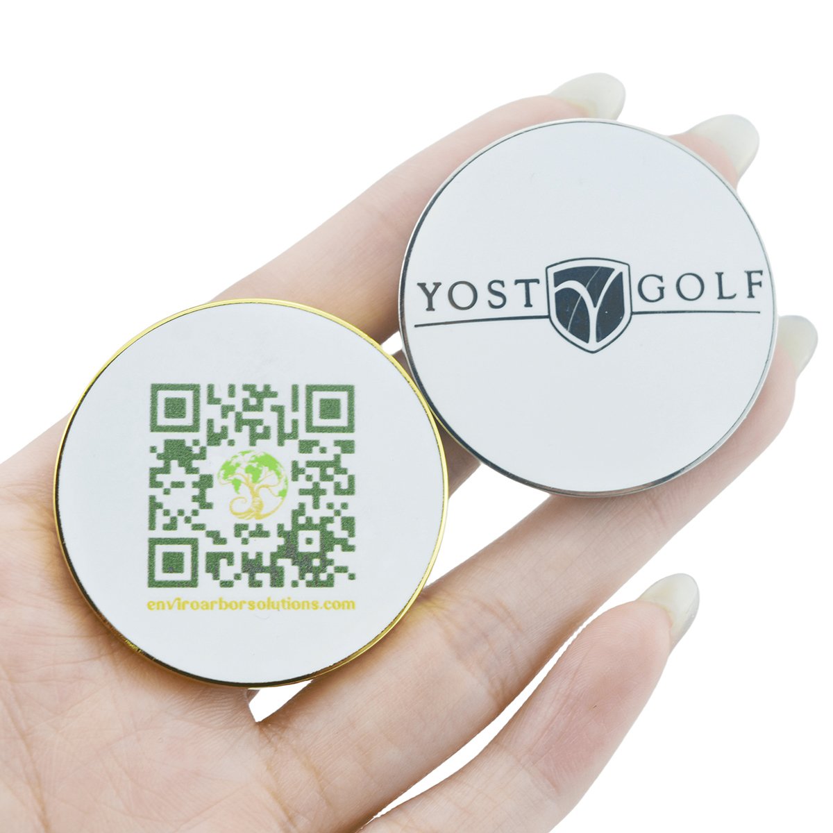 40mm Gold Black Nickle Finished Custom Design with QR Code Removable Golf Ball Marker Divot Tool Poker Chip With Magnet