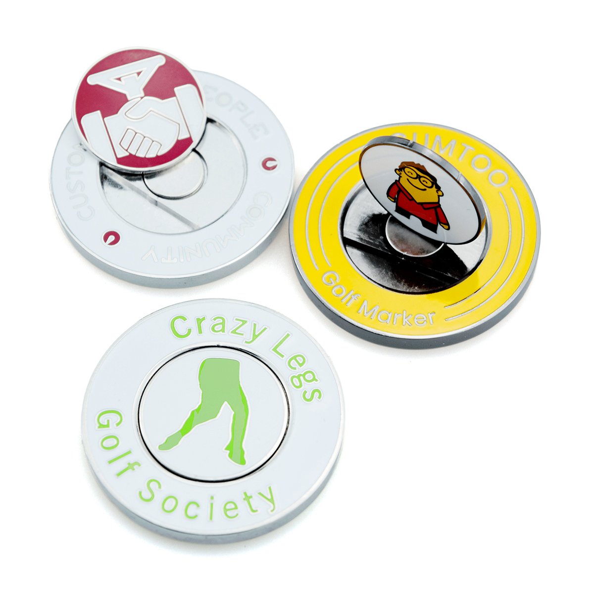 40mm Gold Black Nickle Finished Custom Design with QR Code Removable Golf Ball Marker Divot Tool Poker Chip With Magnet