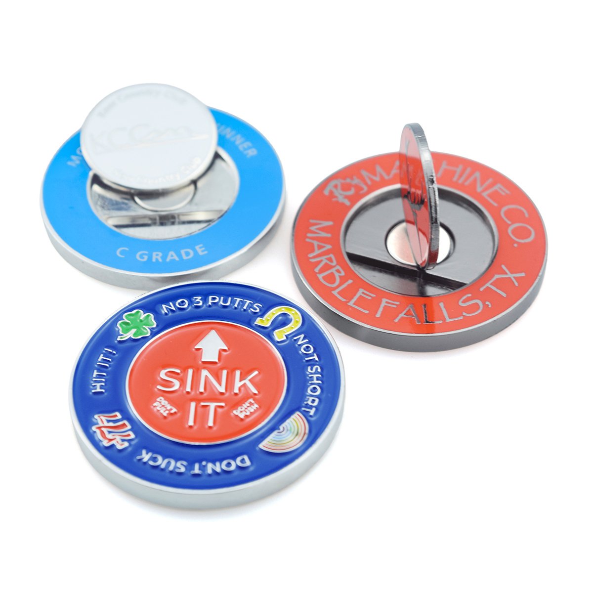 40mm Gold Black Nickle Finished Custom Design with QR Code Removable Golf Ball Marker Divot Tool Poker Chip With Magnet
