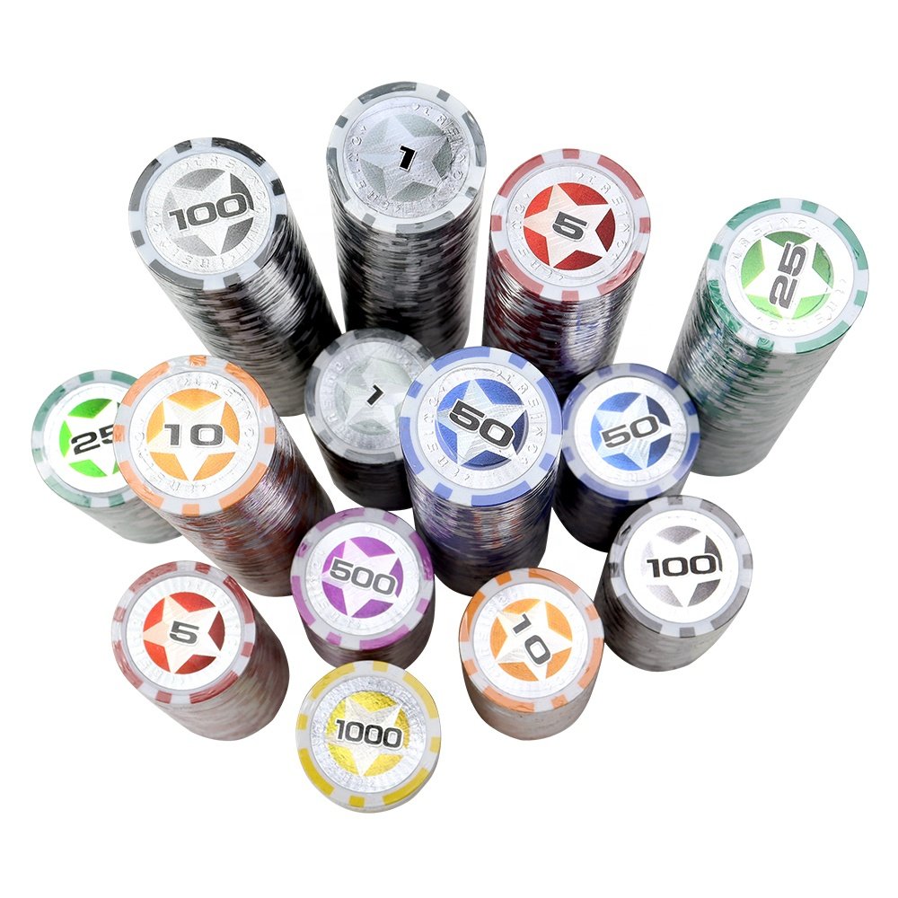 Factory supply 500 clay poker chip set with silver aluminum case set include accessories for gambling game