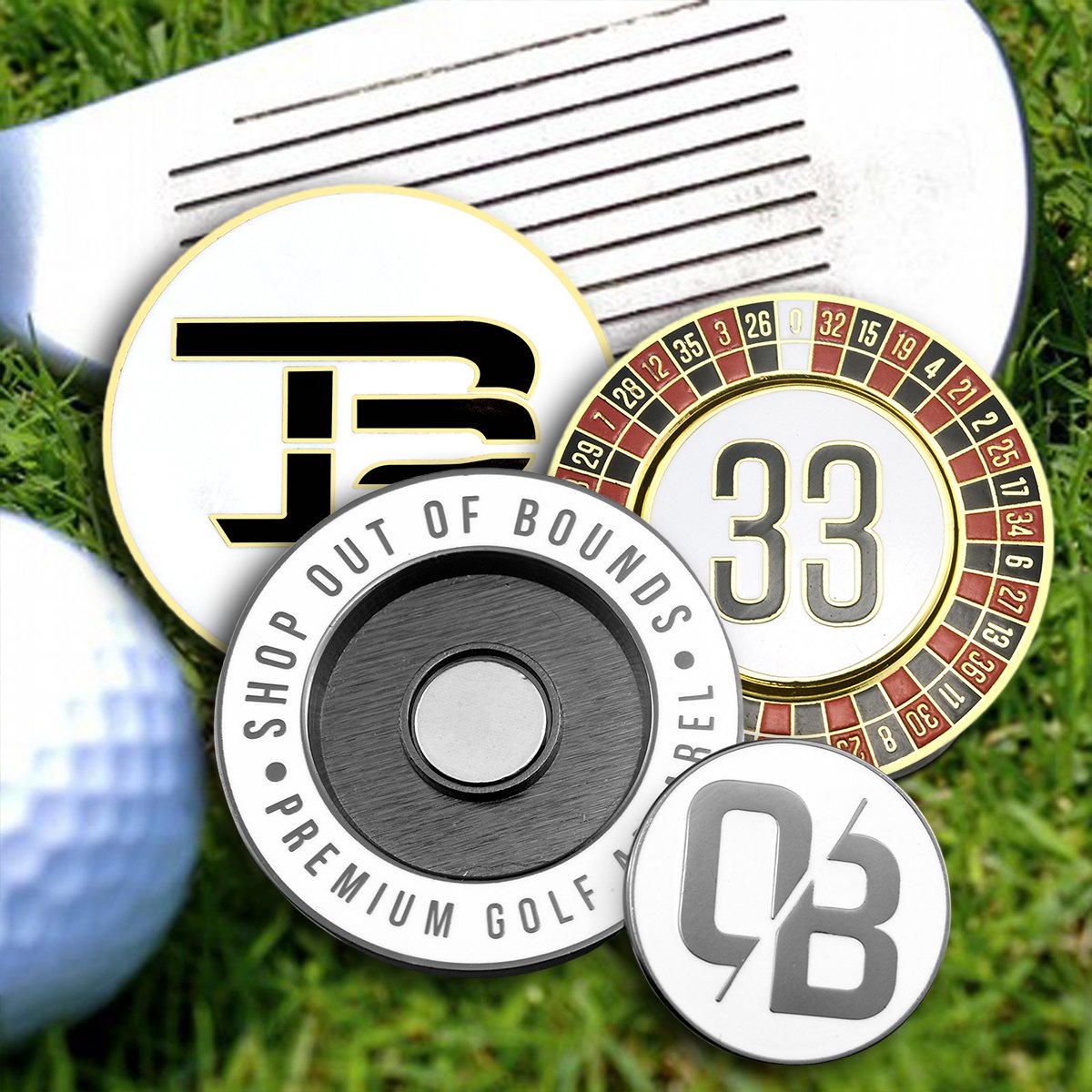 Golf Tag Challenge Coin Magnet Ball Marker Metal Ball Coins Mark Custom Metal Golf Tag and Iron Opp Bag Customized 25.4mm Dia