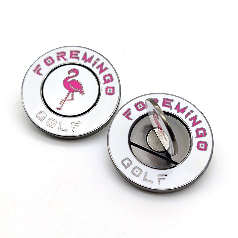 Low MOQ Magnetic Metal Custom Repair Divot Tool Removable Golf Ball Marker Hat clip