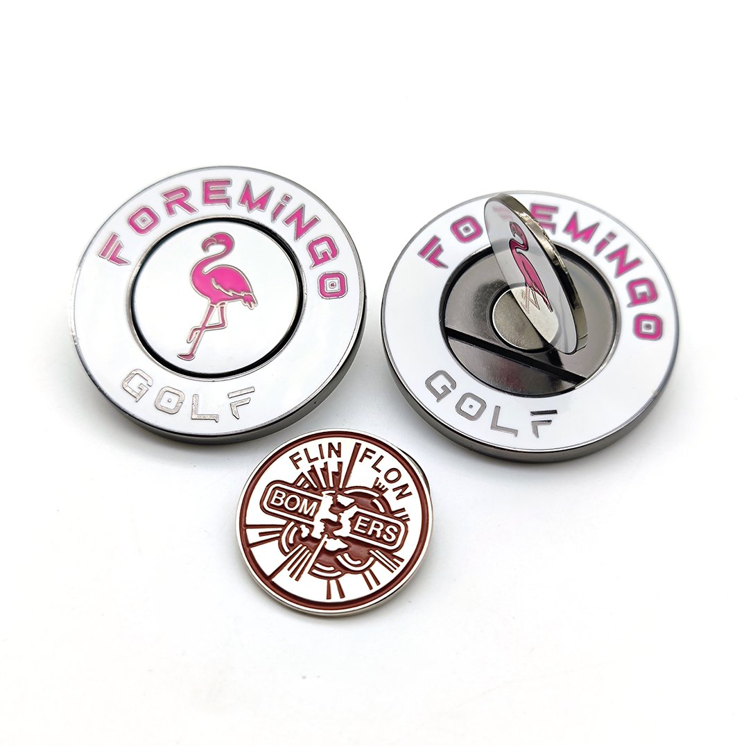 Low MOQ Magnetic Metal Custom Repair Divot Tool Removable Golf Ball Marker Hat clip