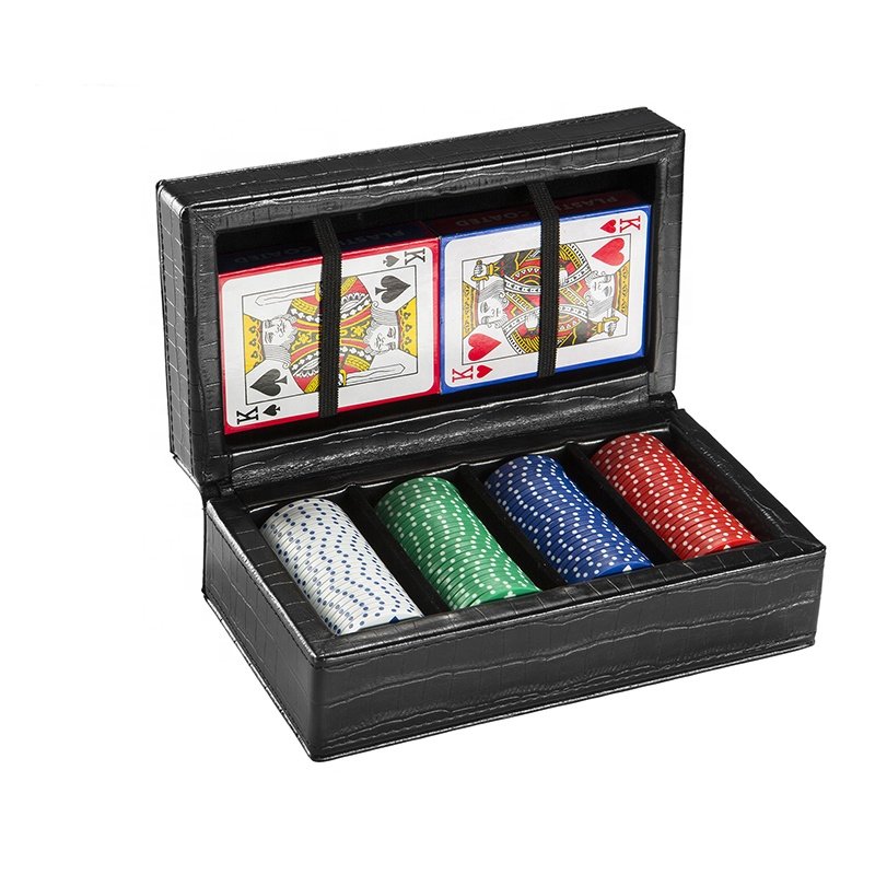 Luxury High-end clay chips 100pcs poker dice set with magnetic closure PU leather poker chip game set