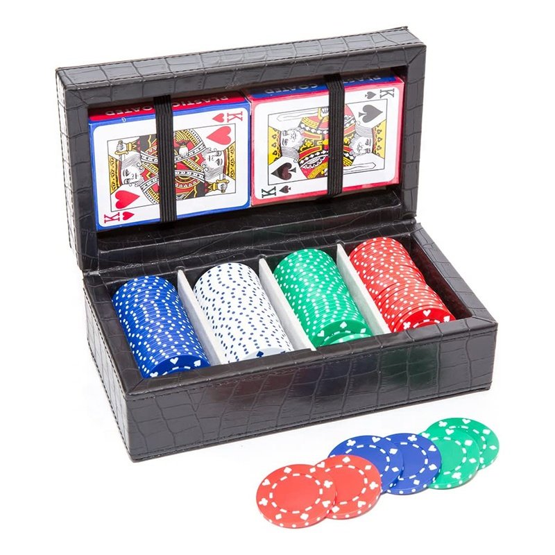 Luxury High-end clay chips 100pcs poker dice set with magnetic closure PU leather poker chip game set