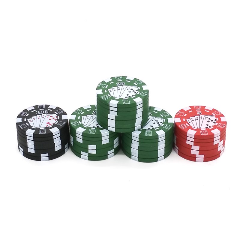 40cm 3 Layers Poker Chip Style Herb Tobacco Grinder Magnet Adsorption Plastic Grinder Smoking Accessories Green Red Black Color