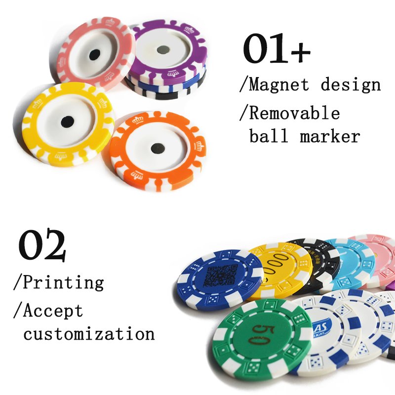 2024 new products Multi Color ABS Golf Magnetic Poker Chip Ball Marker Ceramic golf Accessories