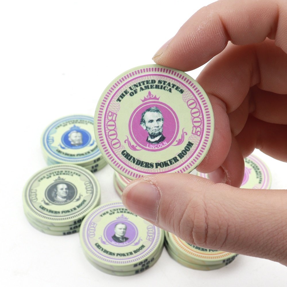 Professinal factory custom 10g ceramic poker chips hot stamp dollar design customizable for casino entertainment products
