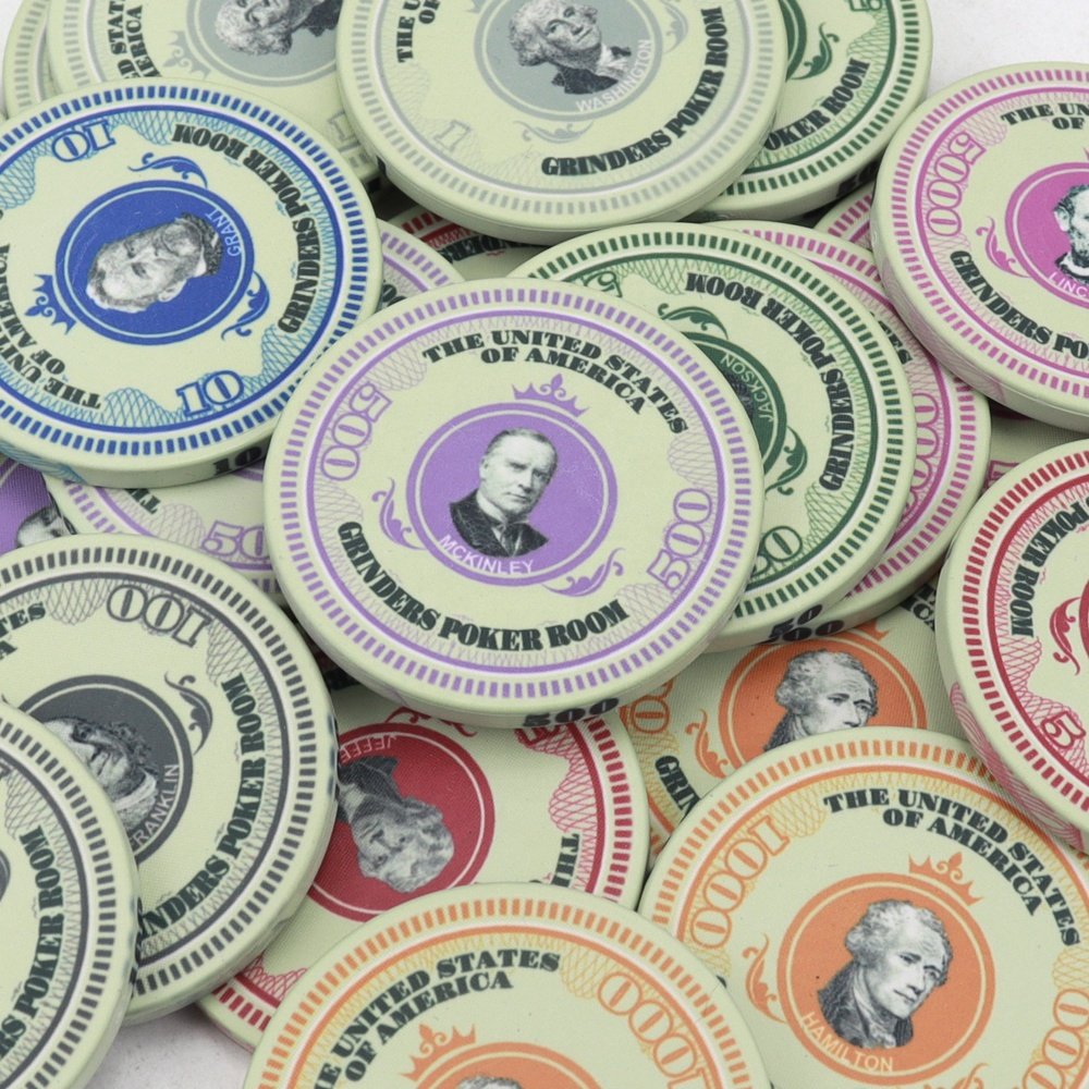 Professinal factory custom 10g ceramic poker chips hot stamp dollar design customizable for casino entertainment products
