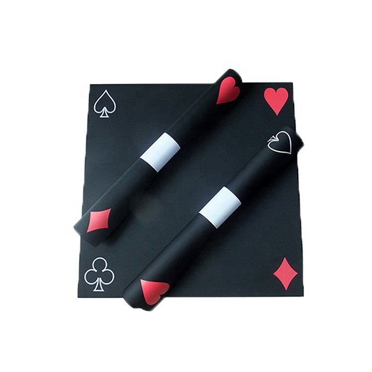 New Custom natural Rubber Poker Play Mat square shape 4 players poker table mat mahjong table sound dampening pad