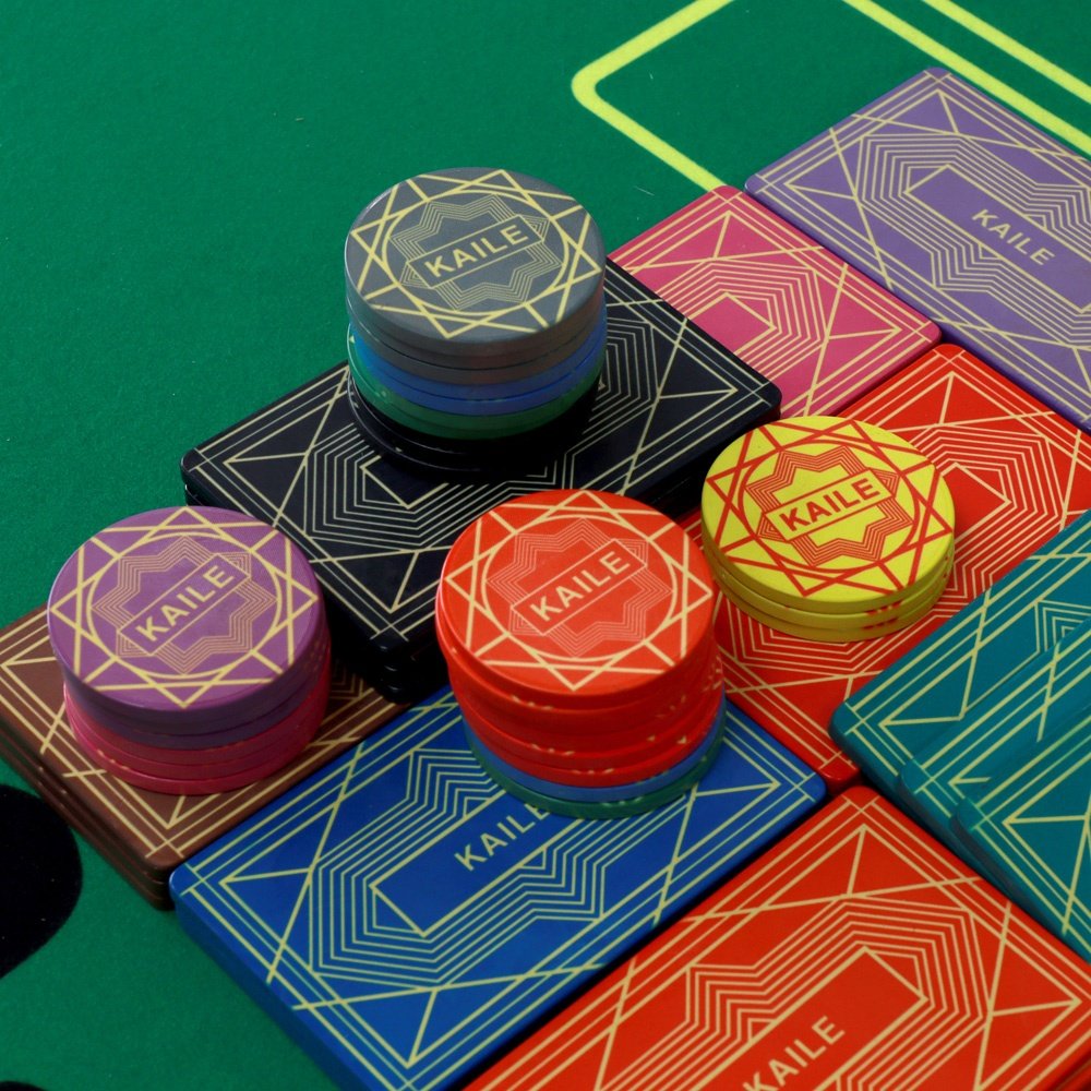 KAILE Wholesale 14g ceramic poker chips 46mm custom design logo accepted rounders chips for casino gambling game