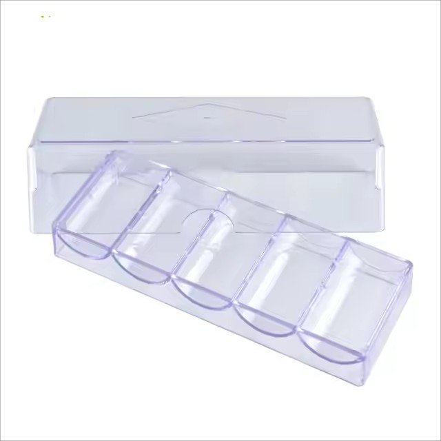 Wholesale Custom Square Clear Acrylic Poker Chip Tray with ABS Clay Chip Racks and Cover Lid for Entertainment