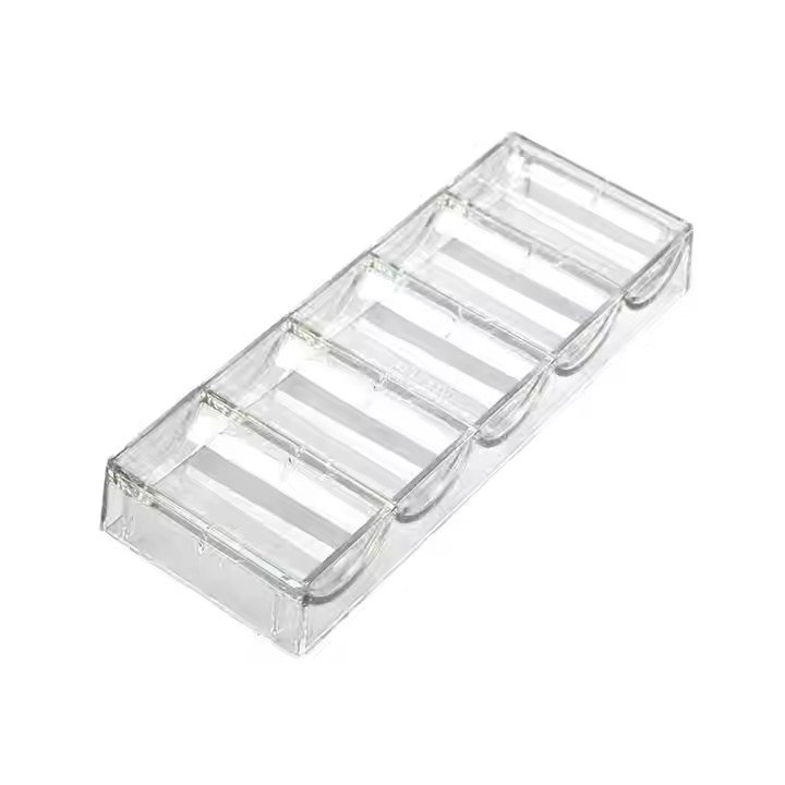 Wholesale Custom Square Clear Acrylic Poker Chip Tray with ABS Clay Chip Racks and Cover Lid for Entertainment