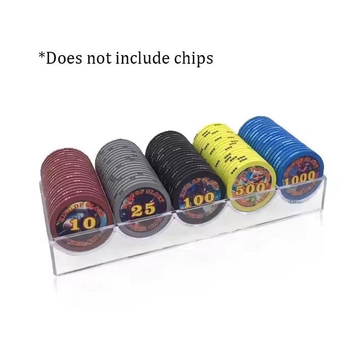 Wholesale Custom Square Clear Acrylic Poker Chip Tray with ABS Clay Chip Racks and Cover Lid for Entertainment