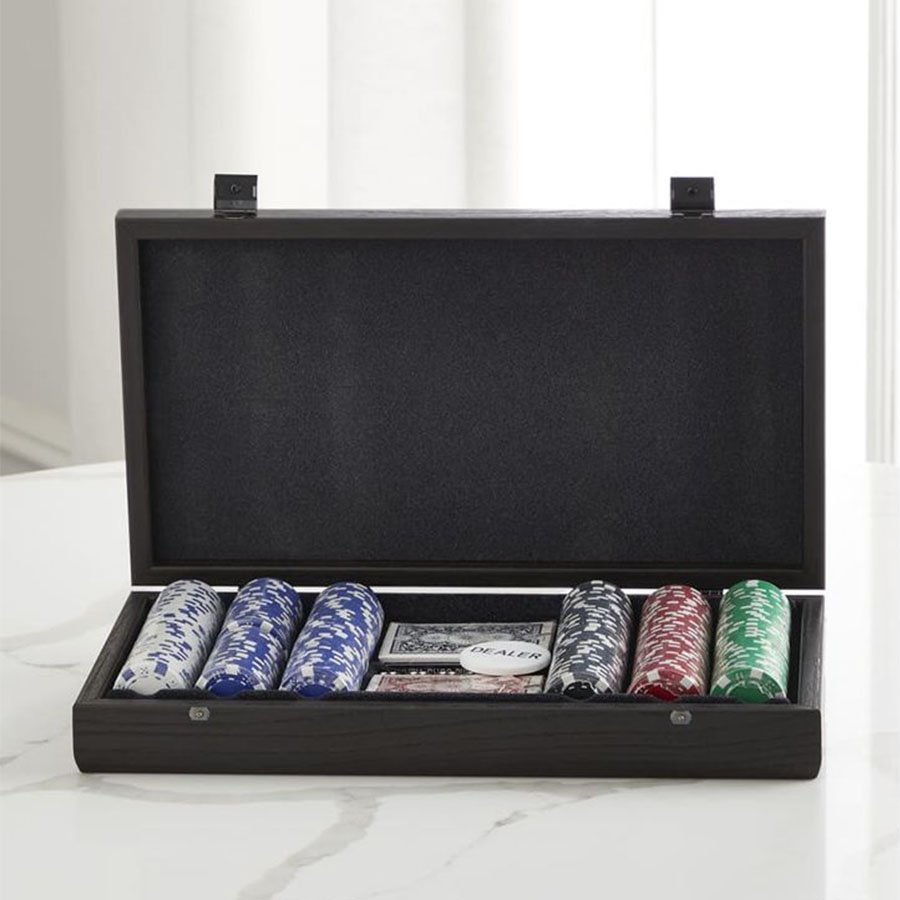 Luxury Leather 3 in 1 dice shaker And Playing Card Set blue Leather Case deck box