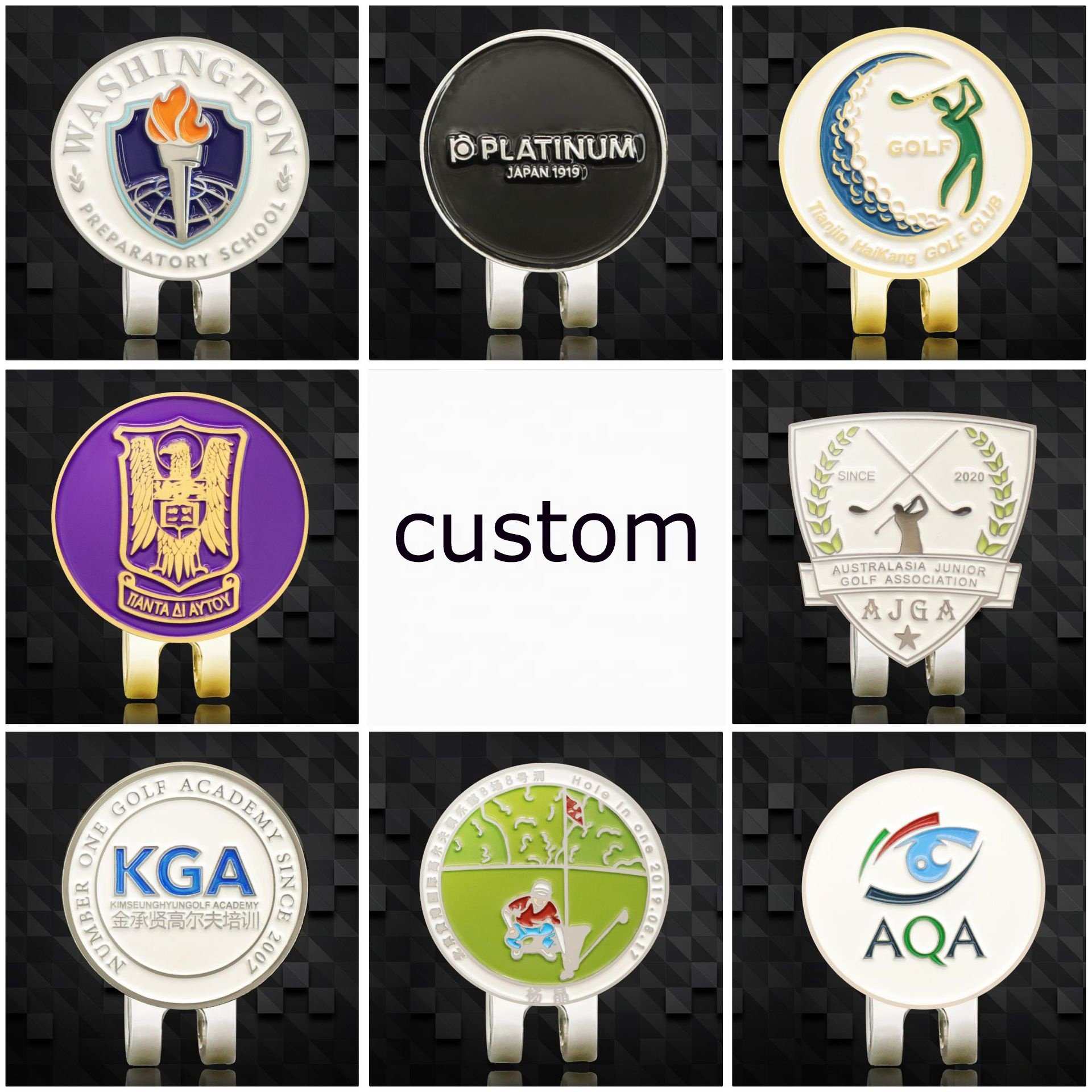 Golf Ball Markers Assorted Patterns Value Pack of Cap Clips and Divot Repair Tools Accessories Sets for Men Women Golfer