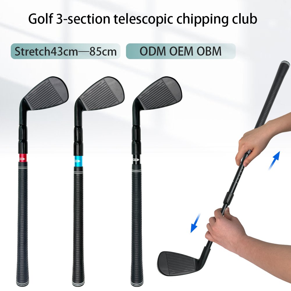 Outdoor TPE Grip Golf Wedge Three Section Adjustable Clubs Golf Telescopic Chipper for Children Adults Chipping Training